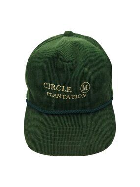 YoungAn Green Corduroy Rope Hat Snapback Circle M Plantation Cap Vtg 80s Trucker